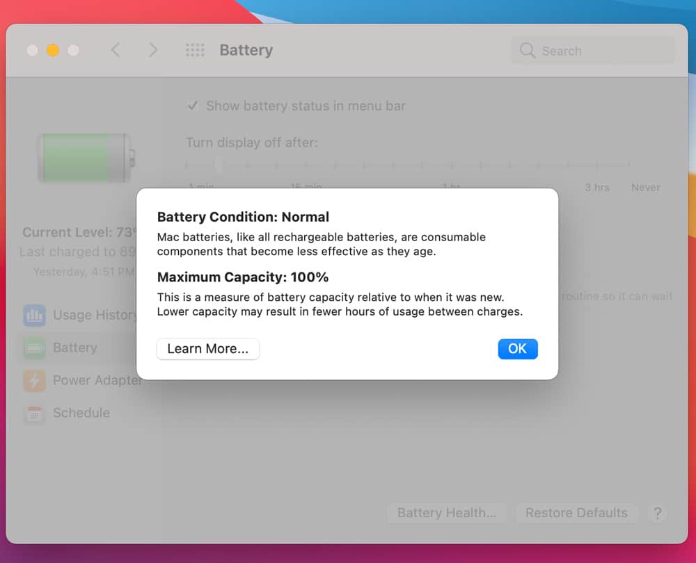 Apple MacBook Pro Battery Condition