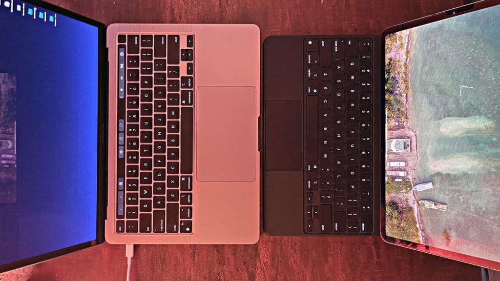 Comparing the 13-inch MacBook Pro keyboard with iPad Pro 12.9 inch Magic Keyboard.