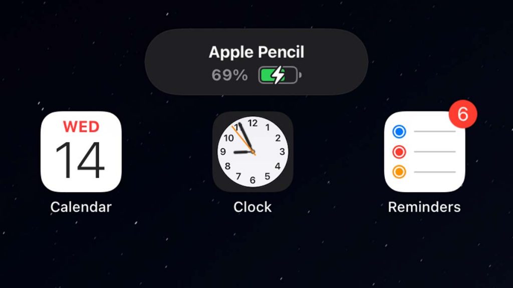 Apple Pencil charging status.