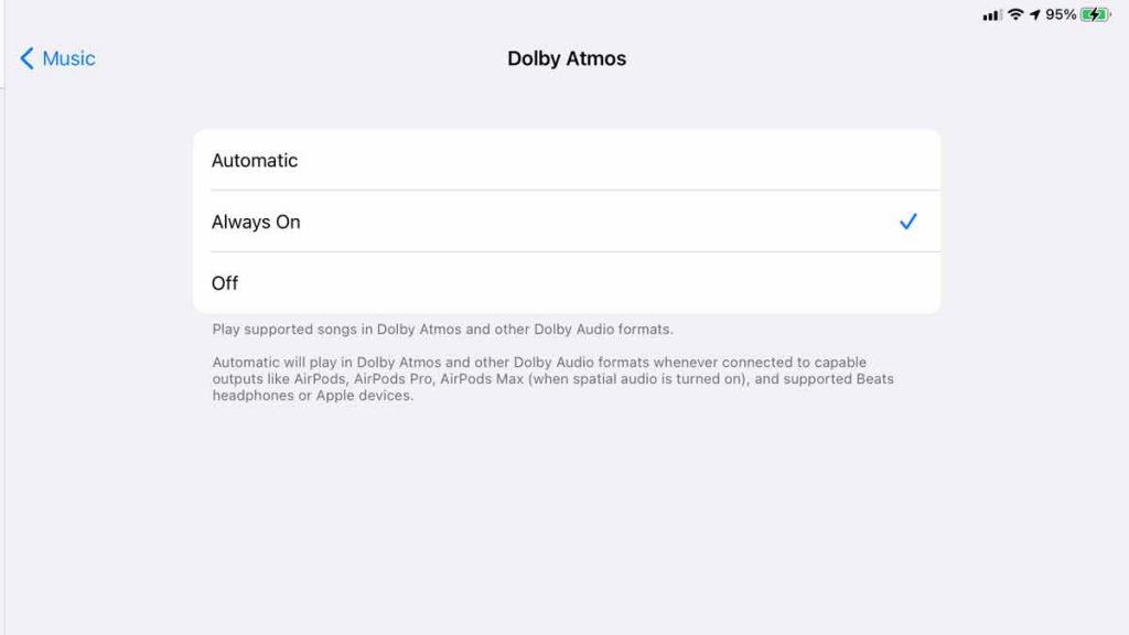 Enable Dolby Atmos in iPad Pro 12.9 inch. 