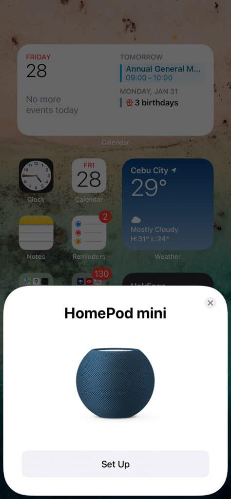 Setting up the HomePod Mini is a breeze. Just plug it in and hold your phone near the device and it will automatically set it up for you.